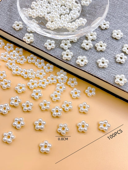 ABS new pearl exquisite beads small flower dress accessories patch straight hole pearl