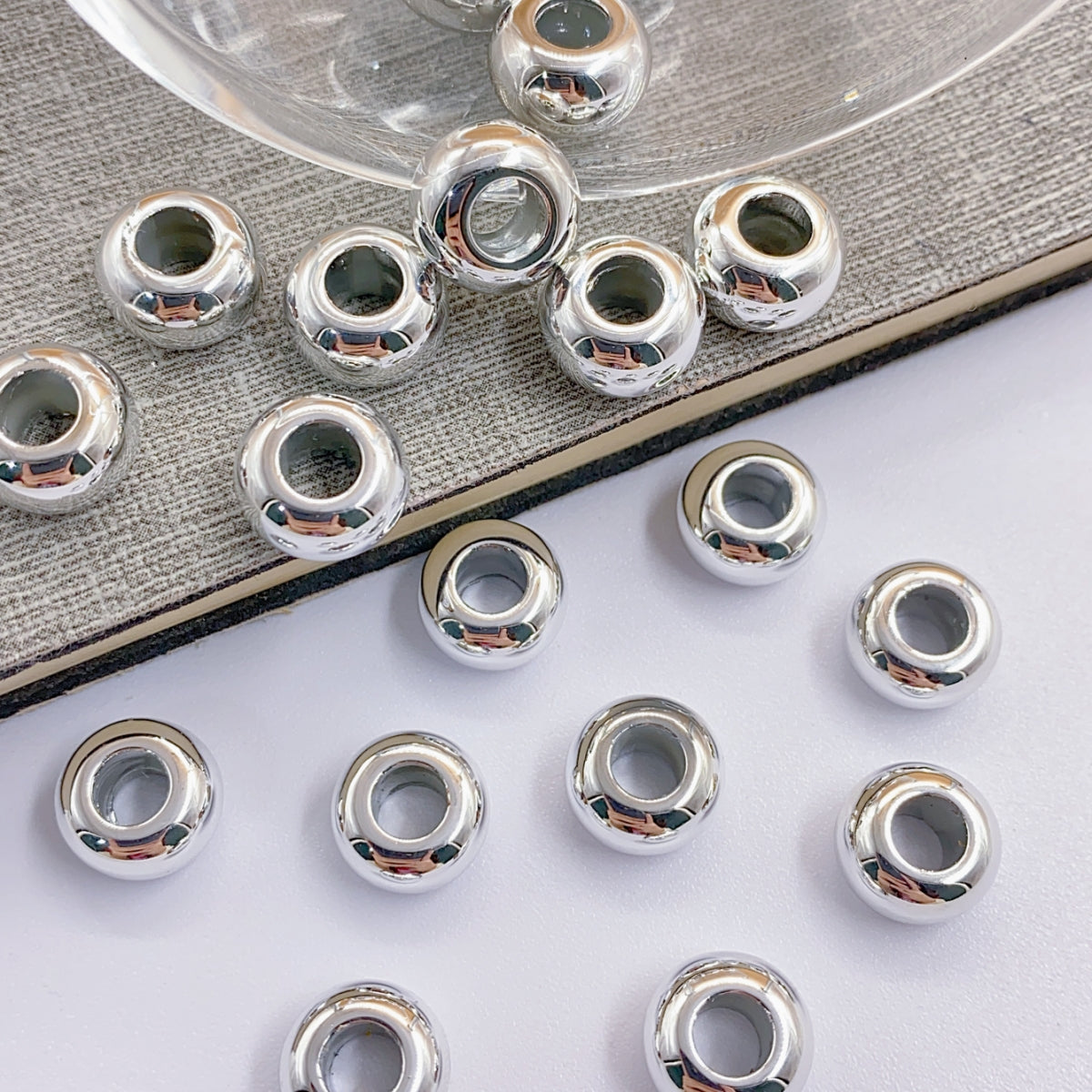 New wheel bead Silver large hole bead garment diy jewelry accessory bead