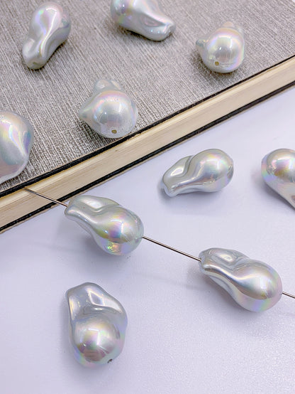 New ABS imitation pearl foot shaped shaped silver gray plated color straight hole shaped pearl diy clothing accessories material